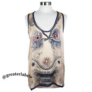 Jean Paul Gaultier Dragon Tattoo Silk Tank Top RARE Size 12